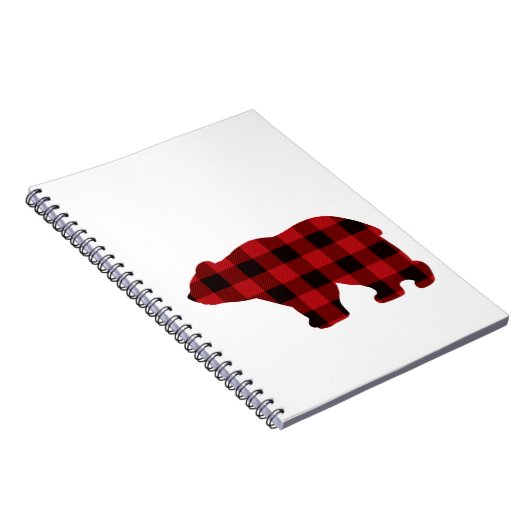 Klassiek rood en zwart geplakt Beer ontwerp Notitieboek (Rechterzijde)