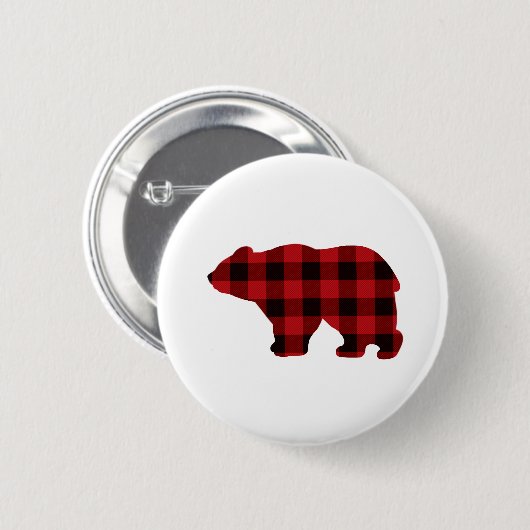 Klassiek rood en zwart geplakt Beer ontwerp Ronde Button 5,7 Cm (Voorkant /achterkant)