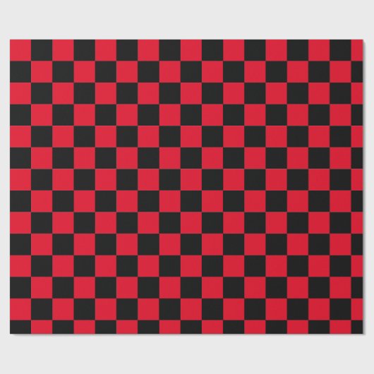 Klassiek rood en zwart geruit (geruit) cadeaupapier (Vlak)