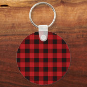 Klassiek rood en zwart geruit patroon sleutelhanger (Voorkant)