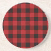 Klassiek rood en zwart geruit patroon zandsteen onderzetter (Voorkant)