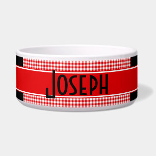 Klassiek rood en zwart met Gingham Check Pet Bowl Voerbakje