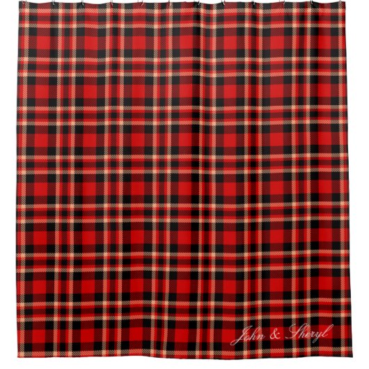 Klassiek rood en zwart Tartan Plaid Douchegordijn (Voorkant)