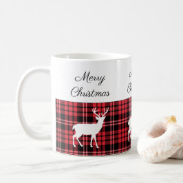 Klassiek rood geruit hert Merry Christmas Koffiemok