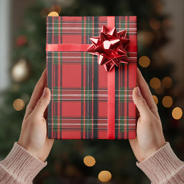 Klassiek rood geruit kerstcadeaupapier cadeaupapier
