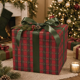 Klassiek rood geruit kerstcadeaupapier cadeaupapier