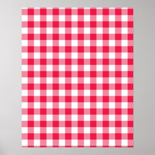 Klassiek rood geruit landelijk patroon poster