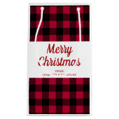 Klassiek rood gespeeld patroon Vrolijk kerstfeest Klein Cadeauzakje (Voorkant)