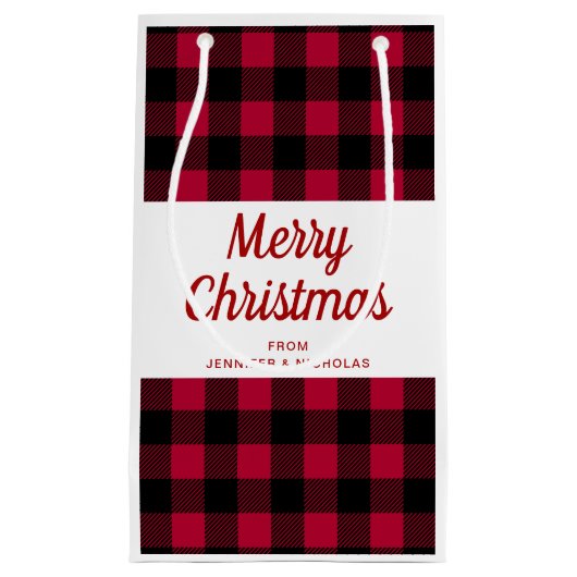 Klassiek rood gespeeld patroon Vrolijk kerstfeest Klein Cadeauzakje (Voorkant)