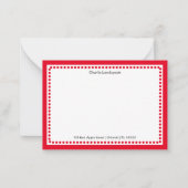 Klassiek rood gestippeld kader aangepaste naam & a notitiekaartje (Voorkant)