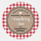 Klassiek rood Gingham Canning Jar Label (Voorkant)
