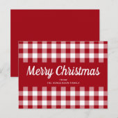 Klassiek Rood Gingham Prettig Kerstfeest Briefkaart (Voorkant / Achterkant)