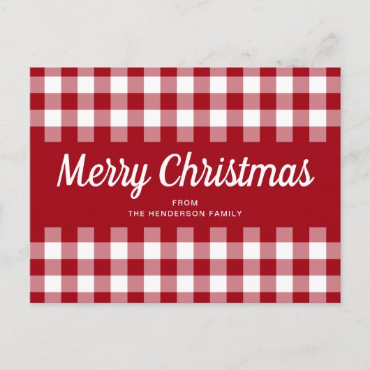 Klassiek Rood Gingham Prettig Kerstfeest Briefkaart (Voorkant)