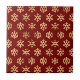 Klassiek Rood Goud Metallic Sneeuwvlok Kerstmis Tegeltje