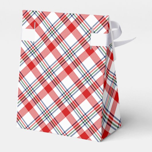 Klassiek rood groen blauw, geplakt patroon bedankdoosjes (Achterkant)