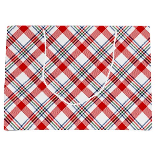 Klassiek rood groen blauw, geplakt patroon groot cadeauzakje (Voorkant)