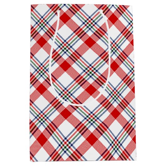 Klassiek rood groen blauw, geplakt patroon medium cadeauzakje (Voorkant)