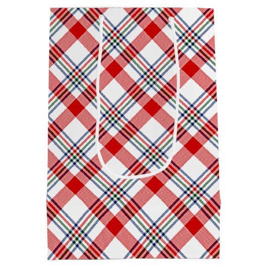 Klassiek rood groen blauw, geplakt patroon medium cadeauzakje (Achterkant)