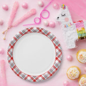 Klassiek rood groen blauw, geplakt patroon papieren bordje (Feest)