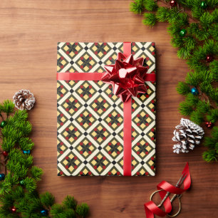 Klassiek rood groen geel Barcelona schaakbordpatro Cadeaupapier
