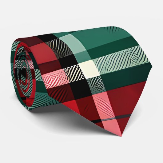 Klassiek rood groen geruite formele nek stropdas (Opgerold)