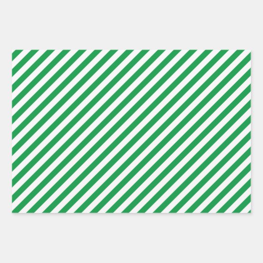 Klassiek Rood Groen Goud Kerstmis Streeppatroon Inpakpapier Vel (Voorkant 2)