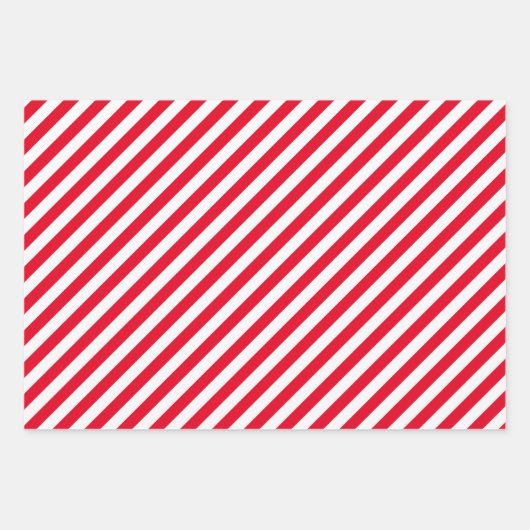 Klassiek Rood Groen Goud Kerstmis Streeppatroon Inpakpapier Vel (Voorkant)