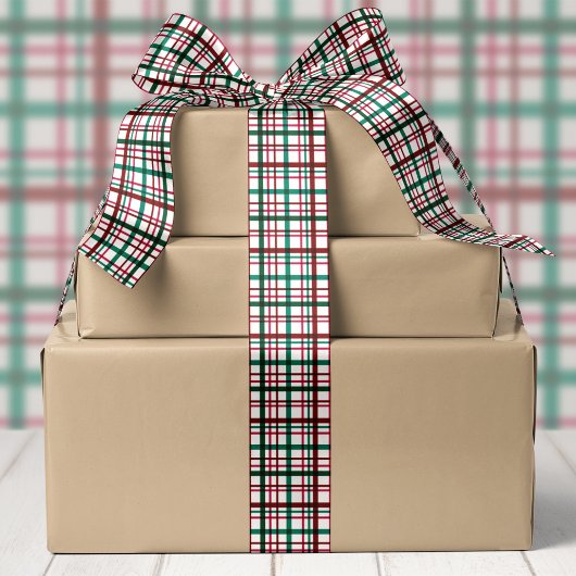 Klassiek Rood Groen Karo Kerstmis Satijnen Lint