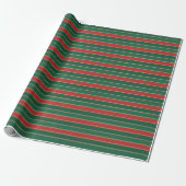 Klassiek Rood & Groen Kerst Retro Cadeaupapier (Uitgerold)