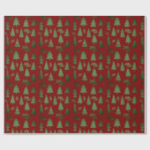 Klassiek Rood & Groen Kerstboom Jolly Patroon Cadeaupapier (Vlak)