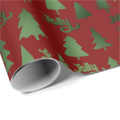 Klassiek Rood & Groen Kerstboom Jolly Patroon Cadeaupapier (Rol Hoek)