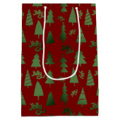 Klassiek Rood & Groen Kerstboom Jolly Patroon Medium Cadeauzakje (Achterkant)