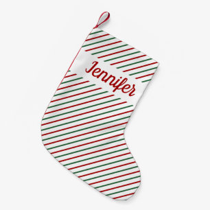 Klassiek rood groen strepenpatroon kleine kerstsok