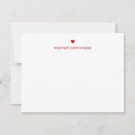 Klassiek Rood Hart Briefpapier Liefde Eenvoudige V Notitiekaartje