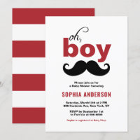 Klassiek Rood Het is een Jongen Mustache Baby show