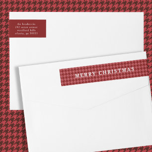 Klassiek Rood Houndstooth Prettig Kerstfeest