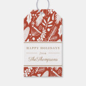 Klassiek Rood Kerst Loof Happy Holidays Cadeaulabel (Voorkant)