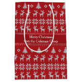 Klassiek Rood Kerst Reindeer Aangepast Feest Medium Cadeauzakje (Voorkant)