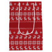 Klassiek Rood Kerst Reindeer Aangepast Feest Medium Cadeauzakje (Achterkant)