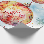 Klassiek rood kerstbal ontwerp cadeaupapier (Hoek)