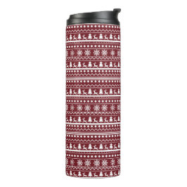 Klassiek Rood Kerstmis Trui Patroon Thermosbeker