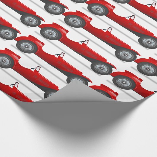 Klassiek rood looppapier met retro Classic Red Rac Cadeaupapier (Hoek)