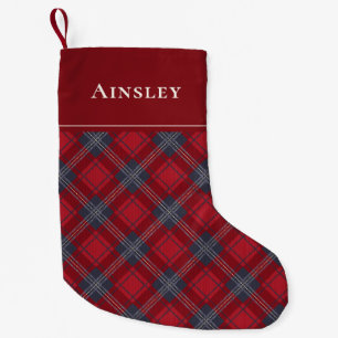 Klassiek rood marine Schots tartan Kerstmis Kleine Kerstsok