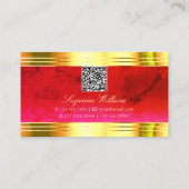 Klassiek rood marmer glanzend gouden randen met QR Visitekaartje (Achterkant)