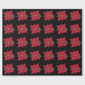 Klassiek rood poinsettia cadeaupapier (Vlak)