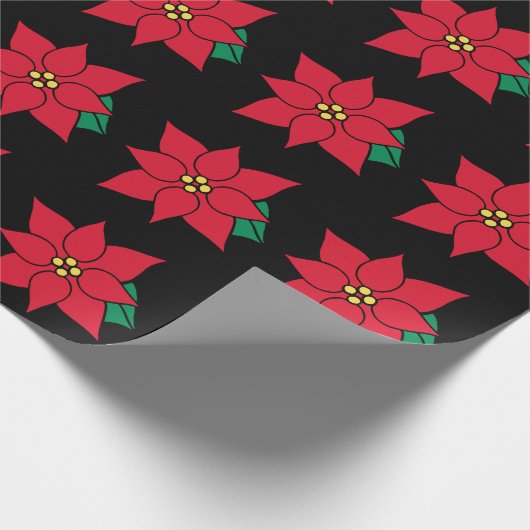 Klassiek rood poinsettia cadeaupapier (Hoek)