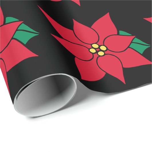 Klassiek rood poinsettia cadeaupapier (Rol Hoek)