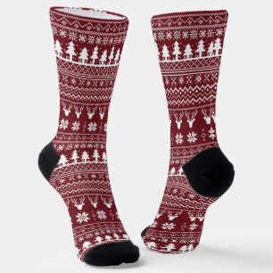 Klassiek Rood Rendier Kersttrui Patroon Sokken