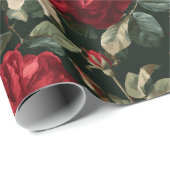Klassiek rood roos wit bloemmotief cadeaupapier (Rol Hoek)
