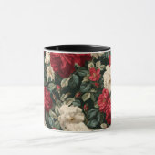 Klassiek rood roos wit bloemmotief mok (Midden)